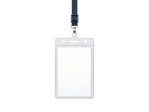 Blank ID Card Badge With Blue Lanyard