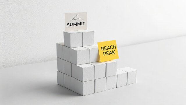 Conceptual blocks arranged in a triangular pyramid shape