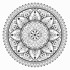 Shubh aarambh decorative circular mandala design with floral elements
