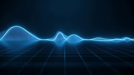 Abstract digital visualization of a sound wave, a grid, and a dark background - Powered by Adobe