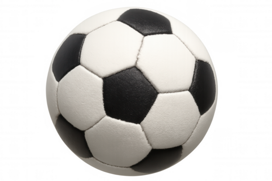 Soccer ball with classic black and white pentagonal pattern for sport, game and fitness, transparent background - Powered by Adobe