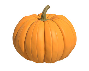 Large Pumpkin with Deep Ridges on White