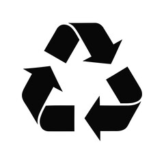 Iconic black recycling symbol of three chasing arrows for sustainability and environmental awareness