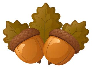 Acorn Cluster with Oak Leaf Fragment