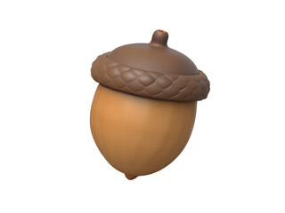 Realistic Single Acorn on White Background