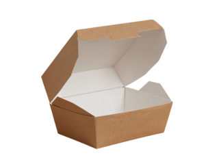 Open Brown Cardboard Food Box on Black