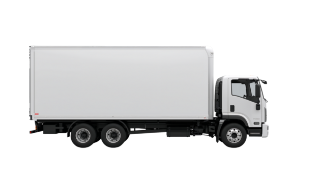 White Delivery Box Truck Side View
