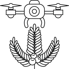 A drone is flying over a field of wheat