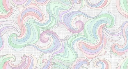 Fototapeta premium Pastel Swirl Abstract Pattern with Soft Multicolored Waves for Decorative Design.