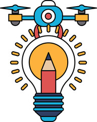 A light bulb with a pencil inside of it