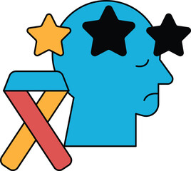 A man with a black star on his forehead and a white ribbon on his head