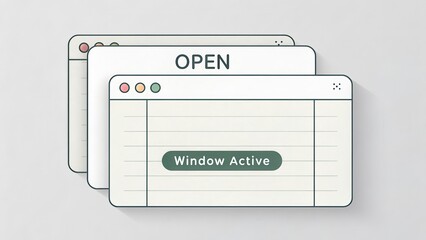 Minimalist design of computer windows with open tabs