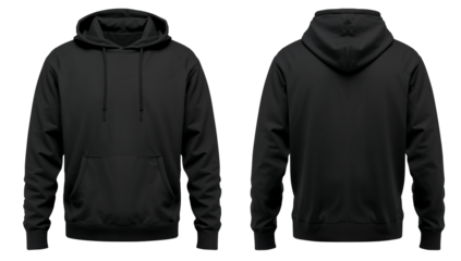 Blank Black Hoodie Mockup Front and Back View Casual Fashion Apparel Ready for Your Design