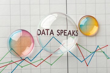 Data Speaks Displayed Inside a Clear Bubble on a Chart