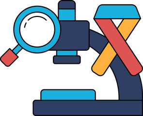 A microscope with a magnifying glass on it