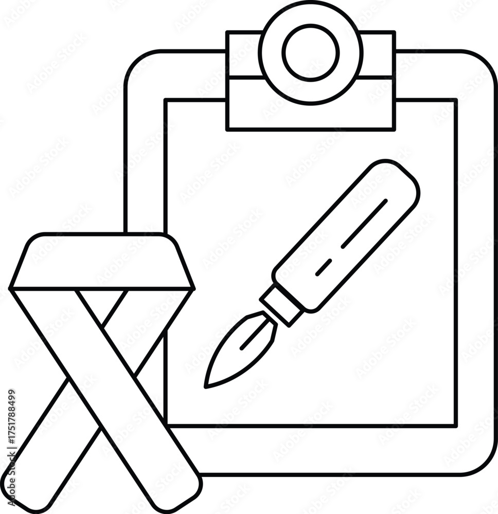 Canvas Prints a clipboard with a pen on it and a ribbon on the left side