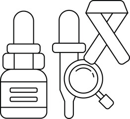 Obraz premium A bottle of medicine and a syringe are shown in a black and white drawing