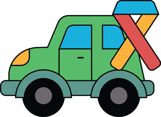 A car with a ribbon on the back