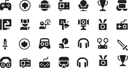 Collection of gaming icons representing various aspects of esports and digital entertainment