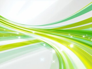 Obraz premium 爽やかな緑と白の流線が描くスピード感と未来的なデジタルアブストラクト背景