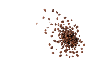 Aromatic coffee beans cascading on a black background perfect for cafe and coffee shop branding and advertising materials