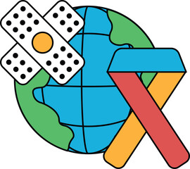 A bandage is on a globe with a cross on it