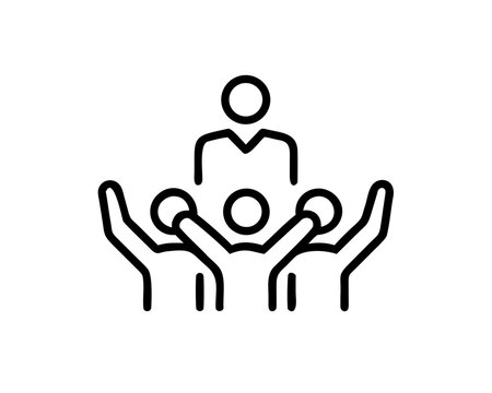 Illustration of a supportive leader with a team