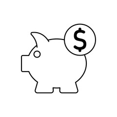Piggy Bank icon outline editable stroke line drawing eps.