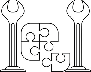 A puzzle piece is shown with a wrench and a screwdriver