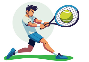 Illustration of a male athlete playing tennis
