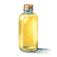 Watercolor Shampoo Bottle vector, artistic painting style, high-resolution illustration on a pure white background.