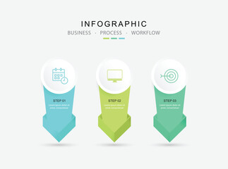 3 step business infographic template for presentation and marketing.