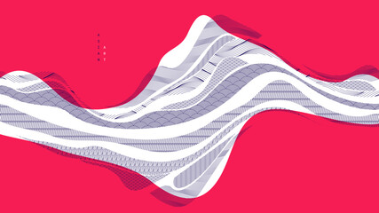 Nature art oriental Japanese style vector abstract background in red colors, runny like water shapes and lines with textures.