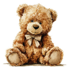 Teddy Bear watercolor vector illustration, high-quality artwork isolated on a pure white background.