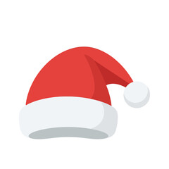 Festive Santa Claus hat with a fluffy white trim and pompom.