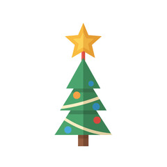 Obraz premium Festive Christmas Tree with Golden Star Topper.