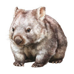 Watercolor painting of Wombat, detailed and artistic vector illustration on a white background.