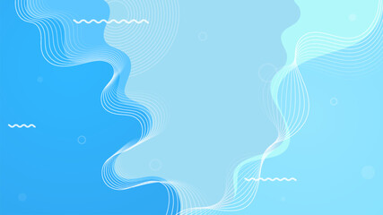 Blue wavy geometric pattern with lines and circles. Design with colorful waves.