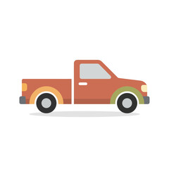 Fototapeta premium Simple flat design illustration of a red pickup truck.