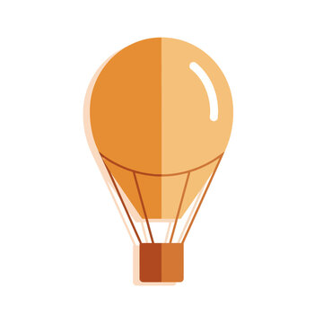 Orange hot air balloon illustration with a basket for travel and adventure.