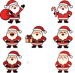 Cute Santa Claus Characters icons Set