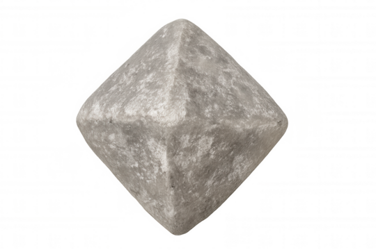 Gray rough octahedron rock representing geology, science, abstract shapes, and natural mineral formation