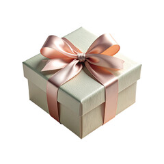 Elegant Gift Box with Peach Ribbon and Bow.