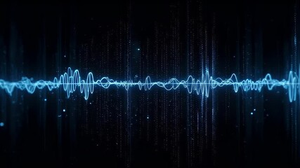 A glowing blue sound wave pulsates against a dark, starry backdrop, capturing data - Powered by Adobe