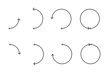 円形上に様々な位置まで回転する矢印