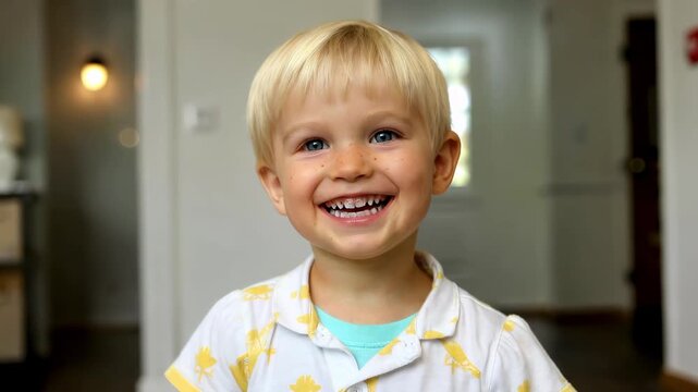 arafed blond boy with a toothbrush in his mouth