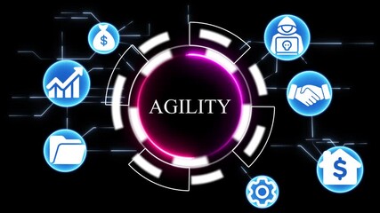 Agility concept infographic with icons for finance growth hacking cybersecurity collaboration and business operations digital network - Powered by Adobe