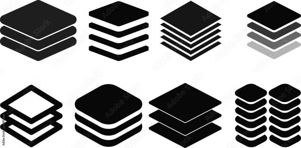 Wall mural layers icon. layer line and flat icon set. layer sign. layout icon..layers icon. layer line and flat