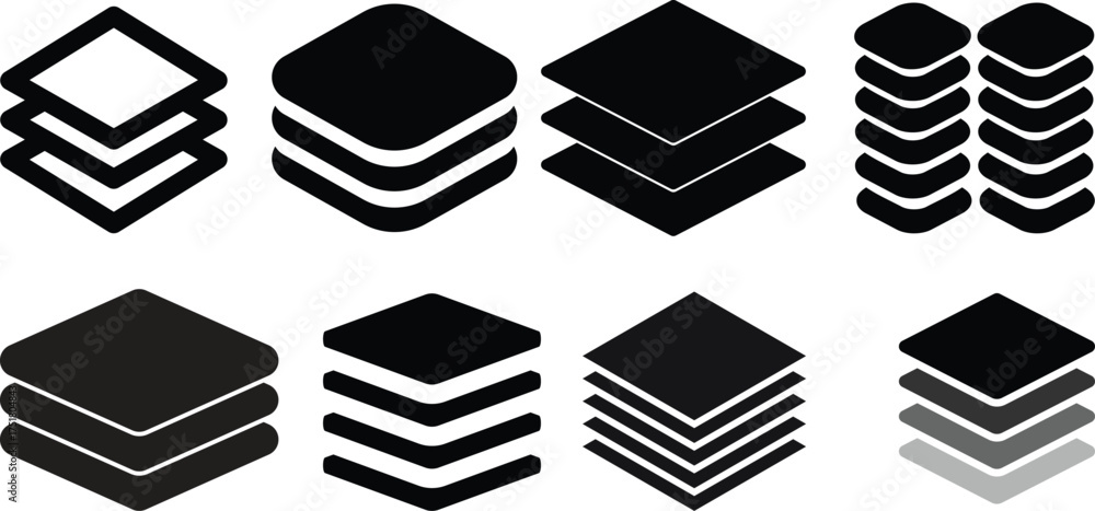 Wall mural layers icon. layer line and flat icon set. layer sign. layout icon..layers icon. layer line and flat