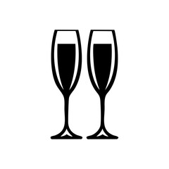 Minimal graphic of two champagne glasses symbolizing celebration, joy, and special toasts for festive occasions.
